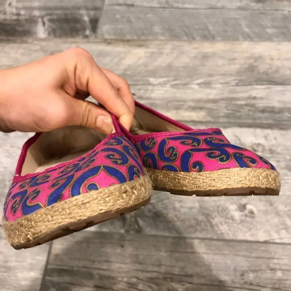 UGG Pink Canvas Indah Indahmara Lace Back Flats‎